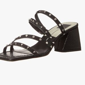 Dolce Vita Black Strappy Heels with Silver Accents B1